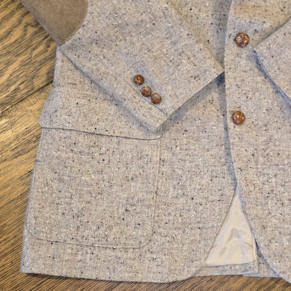 Vintage WFF Designer Series by Farah Wool Tweed Sport Blazer 42L Elbow Patches - Picture 3 of 14